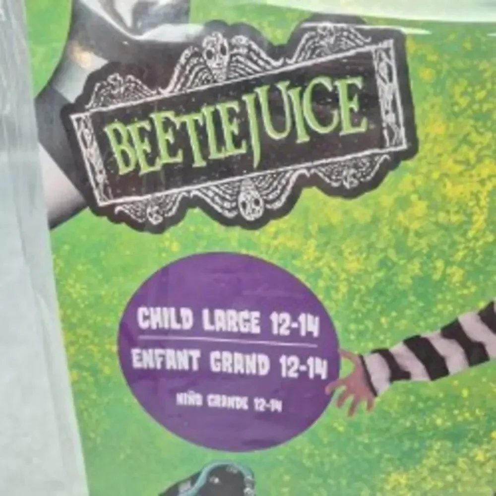 Beetlejuice Child Kids Costume Halloween Cosplay Dress Up NEW Size Large - Picture 4 of 6